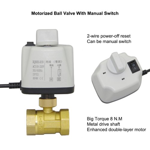 Immagine di Valvola a Sfera Motorizzata in Ottone con Interruttore Manuale – Modello Elettrico da 1/2" a 4" DN15, DN20, DN25, DN50 – Tensioni 12V, 24V, 110V, 220V – Per Impianti Idraulici e Automazione Domestica