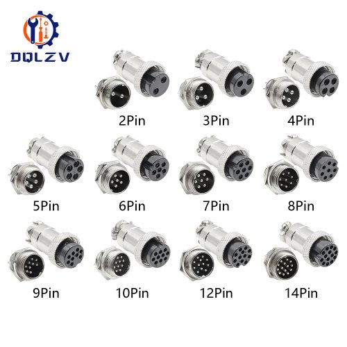 Immagine di Connettore Circolare Impermeabile GX12 GX16 GX20 – Set da 5, 10 o 20 Pezzi con 2 a 15 Poli per Applicazioni Aviazione e Industria