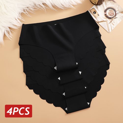 Imagen de Bragas sin costuras de seda de hielo, 4 unidades/juego de bragas para mujer, ropa interior elástica ...