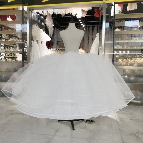 Imagen de Enagua de Tul Blanco con 7 Aros y 3 Capas para Vestido de Novia o Baile – Falda Espumosa de Talla Grande, Enagua de Crinolina con Estructura de Aro