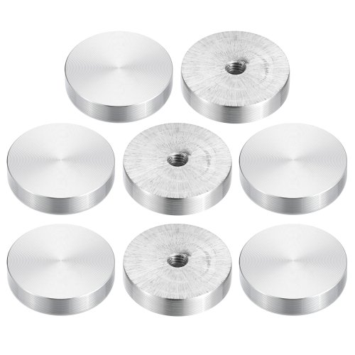 Image of 8-Piece Aluminum Disc Table Top Adapters with M6, M8, M10 Threads – 30mm, 40mm, 50mm, 60mm Diameter Round Glass Table Connectors for Furniture Assembly