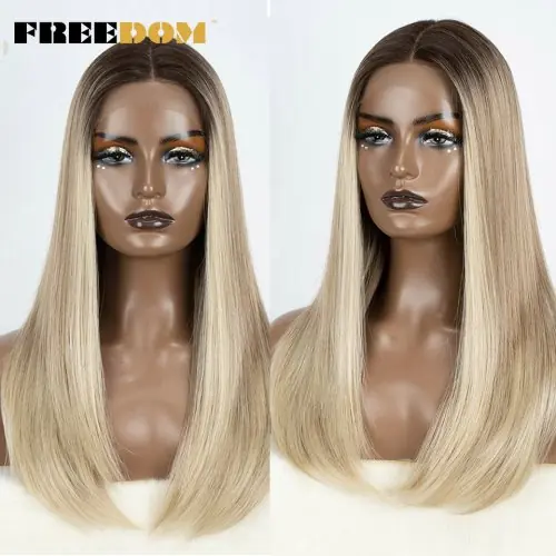 Image de Perruque Synthétique Droite Bob 22" - Ombre Brun Blond