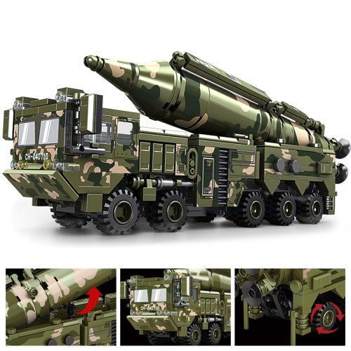 Imagen de Bloques de Construcción Militares: Tanques, Camiones y Lanzadores de Misiles de la Segunda Guerra Mundial - Juego Educativo de Ladrillos para Niños
