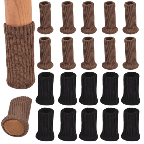 Imagen de 16 Uds. Calcetines para patas de silla, protectores de suelo para pies de muebles tejidos, almohadillas antideslizantes, cubiertas de calcetines para patas de silla de mesa gruesas y silenciosas