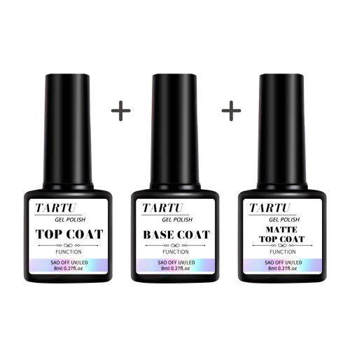 Immagine di Set funzionale per nail art in gel da 8 ml con rivestimento base e top coat con diamanti, top opaco, smalto per unghie in gel Soak Off per strumento di progettazione per nail art