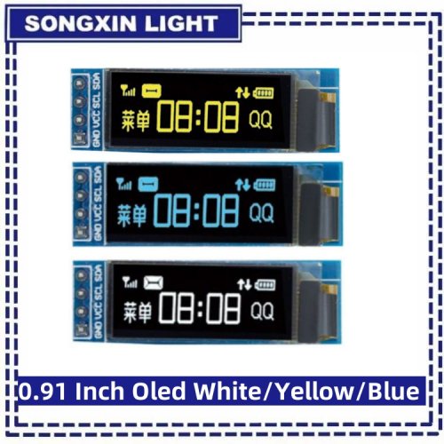 Image de Écran OLED 0.91" I2C - Blanc, Bleu, Jaune pour Arduino