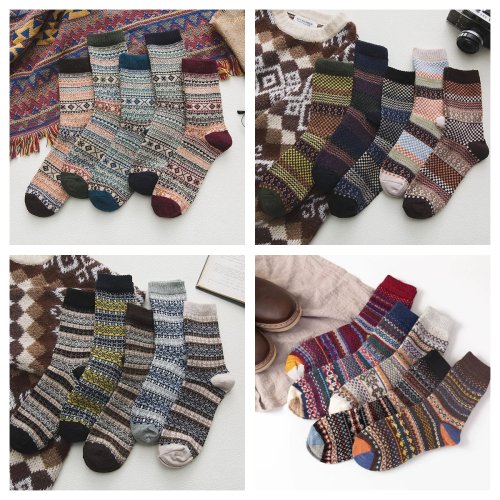 Imagen de Calcetines de Invierno Harajuku para Hombre - Mezcla de Algodón y Lana, Cálidos, Gruesos y Estilo Vintage