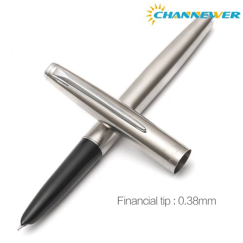 Imagen de Pluma Estilográfica Stonego Deluxe Business con Punta Ultrafina de 0.38 mm, Caligrafía Plateada, Incluye Tinta de Alta Calidad
