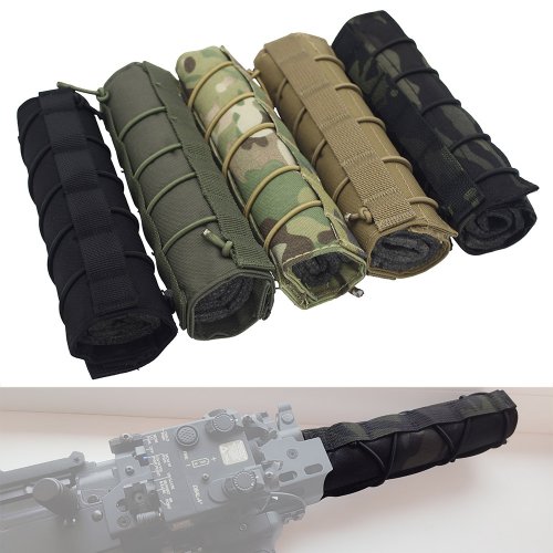 Image of Tactical Camouflage Silencer Cover for Airsoft Guns - 7-18cm Adjustable Muffler Protector with Durable Fabric and Stealth Design
