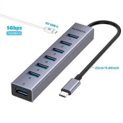 Image de Hub USB 3.0 7 Ports Alu - Station d'accueil 5 Gbps pour Mac & PC