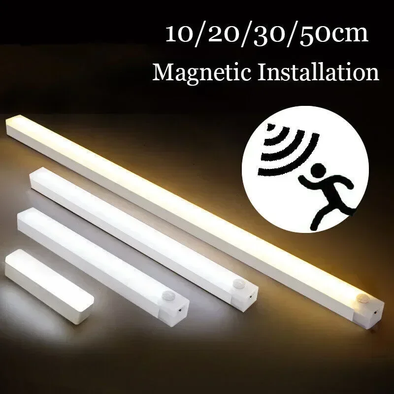 Afbeelding van Draadloze LED Bewegingssensor Kastlamp met USB Oplaadbare Batterij – Magnetische Nachtverlichting voor Kast, Garderobe en Achtergrondverlichting in de Slaapkamer