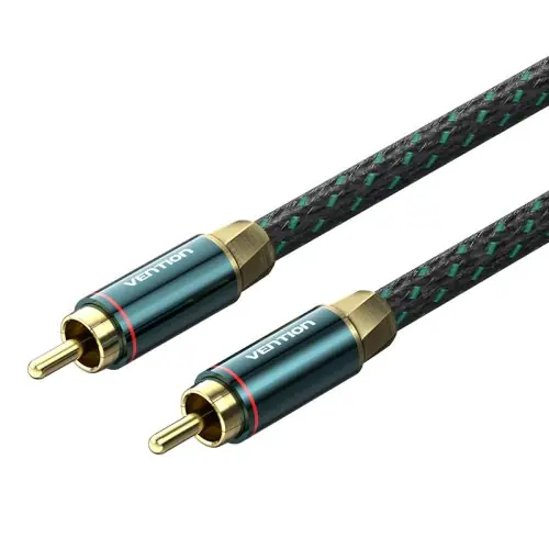 Image de Câble Audio Coaxial Hi-Fi Plaqué Argent RCA Mâle-Mâle