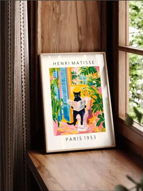 Image de Chat Noir sur les Toilettes - Art Mural Drôle pour Salle de Bain