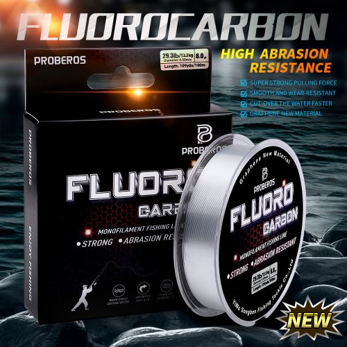 Línea de Pesca Proberos con Revestimiento de Fluorocarbono, Líder Monofilamento de Fibra de Carbono, 100m, 2lb a 3lb, Ideal para Pesca de Carpa