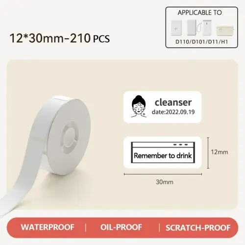 Image de Mini Imprimante Thermique Portable - Rouleau Étiquettes Blanches Anti-Huile