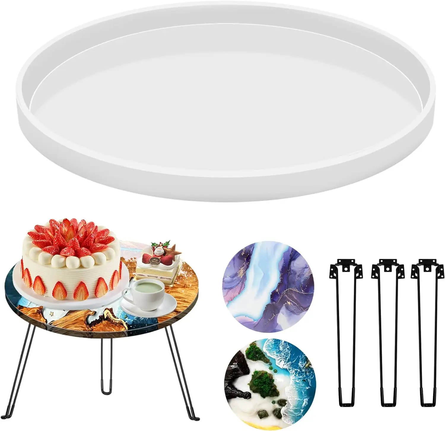 Imagen de Molde de Resina Redondo para Mesa Epoxi - DIY Decorativo