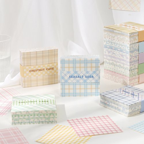 Image of Cute Kawaii Plaid Pattern Note Paper Pack – 200 Sheets of Decorative Loose Leaf Memo Notes for To-Do Lists, Messages, and Office Stationery