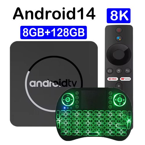 Zdjęcie Q10 Smart TV Box z Androidem 14, Bluetooth 5.4, 8 GB RAM i 128 GB pamięci, procesor Allwinner H313, dwie sieci Wi-Fi 5G, Google Assistant – odtwarzacz multimedialny