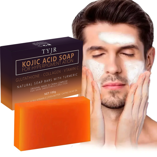 Immagine di Sapone Naturale Artigianale con Acido Cogico e Curcuma – Esfoliante, Idratante e Purificante per Viso e Corpo