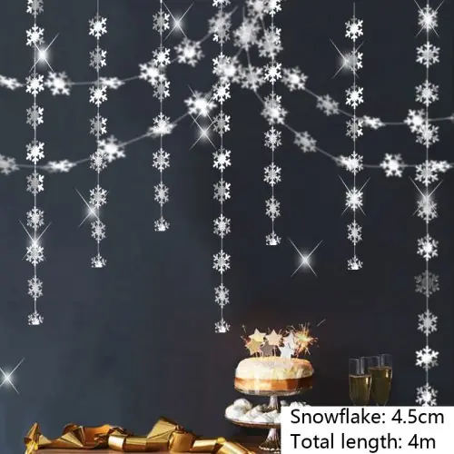 Image de Guirlande Flocons de Neige Argent & Or - 4m
