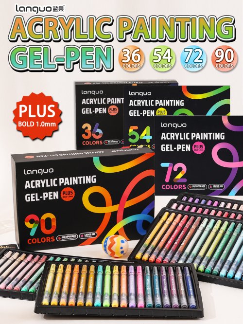 Afbeelding van Languo 90-72-54-36 Kleuren Acryl Schilderen Gel Pen Set - Multi Color Student Handboek Pen, Tekening Marker Pennen met Briefpapier P650