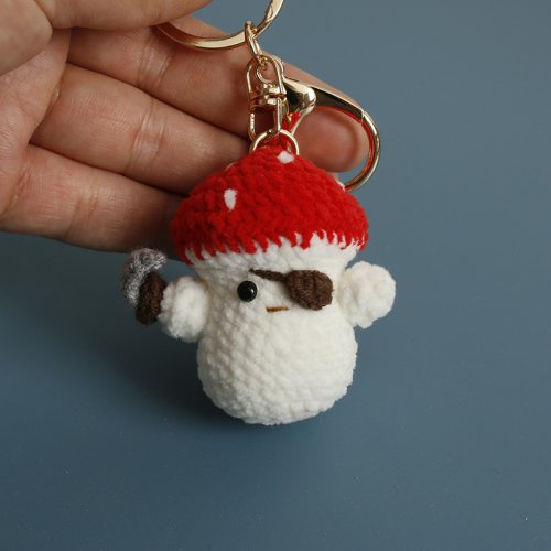 Imagen de Llaveros de Ganchillo Hechos a Mano con Diseños de Conejo y Setas, Muñecos de Animales Tejidos en Lana para Regalo Original y Encantador
