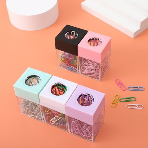 Image of Cute Magnetic Paper Clip Holder with Built-In Dispenser – Stylish Desk Organizer for Office and School Supplies