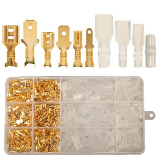 Imagen de Kit de 480 Conectores Eléctricos de Engarzado con Funda Aislante: Macho y Hembra en Tamaños 2, 8mm, 4, 8mm y 6, 3mm para Reparaciones y Montajes Domésticos