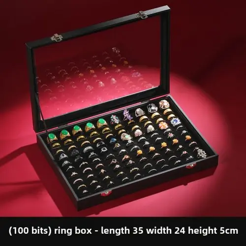 Image de Boîte à Bagues Velours - 100 Cases de Rangement