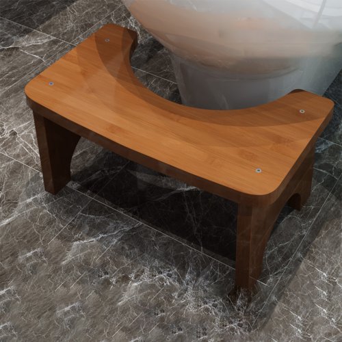 Taburete de Cuclillas de Bambú Natural Portátil y Resistente para Adultos – Diseño Ancho y Estable, Ideal para Baño y Orinal, Fácil de Usar y Limpiar
