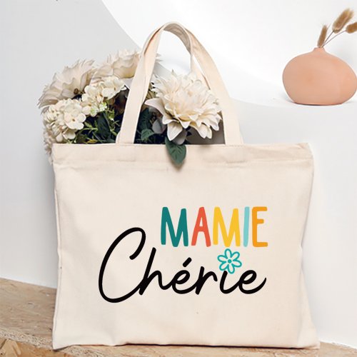 Immagine di Grazie nonna per tutti questi momenti magici Borsa tote da donna stampata Borse per la spesa in tela Borsa a tracolla femminile Regalo per Mamie