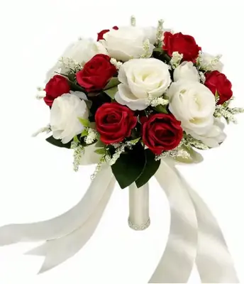 Image de Bouquet de Demoiselle d'Honneur - Roses Artificielles Blanches