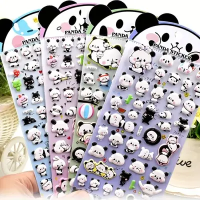 Image de Autocollants 3D Panda Kawaii - Décoration Mignonne pour Scrapbooking & Journal