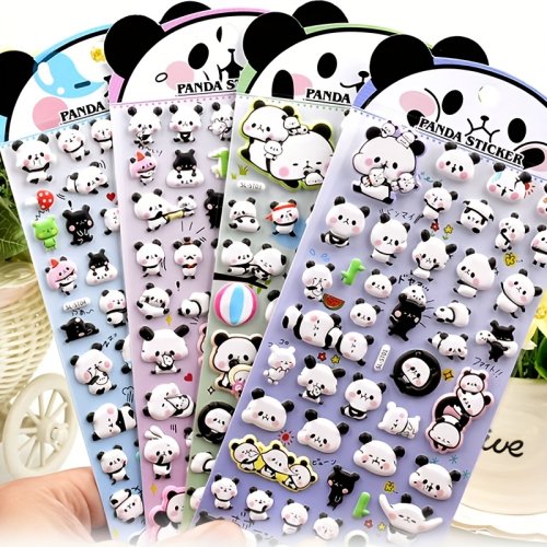 Zdjęcie 3D Naklejki z Pączkowatą Pandą – Słodkie Dekoracje do Scrapbookingu