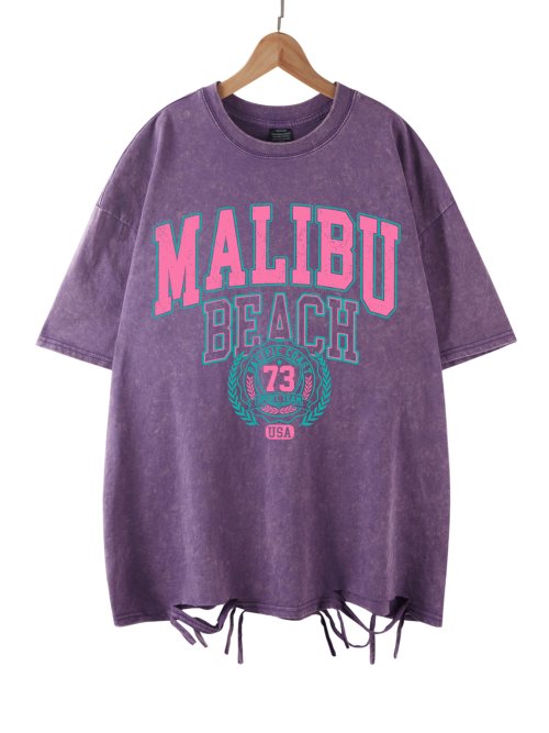Afbeelding van Stijlvolle Malibu Strand Gewassen T-Shirt voor Vrouwen – Comfortabele Oversized Crewneck Top van Zacht Katoen met Casual Afdruk