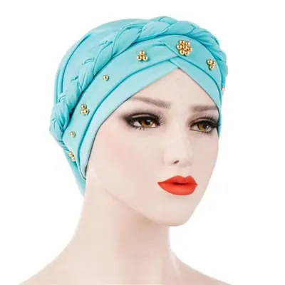 Image de Hijab Bicolore en Coton - Turban Tressé pour Femmes Musulmanes