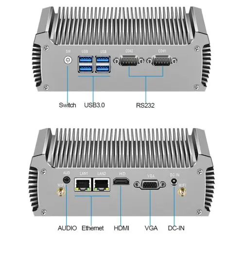 Image de Mini PC Industriel Sans Ventilateur, Double LAN, 2 Ports COM, Core i5/i3/Celeron