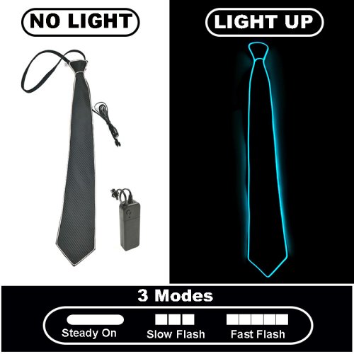 Imagen de Corbatas con luz LED, corbatas de colores luminosos, corbata con luz LED intermitente ajustable para...