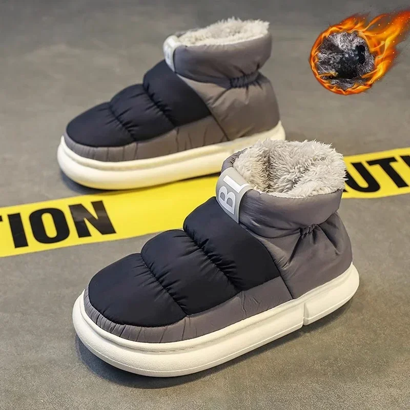 Immagine di Stivali da neve uomo donna inverno nuovi amanti peluche spesse comode scarpe in cotone impermeabile antiscivolo scarpe Casual all'aperto appartamenti