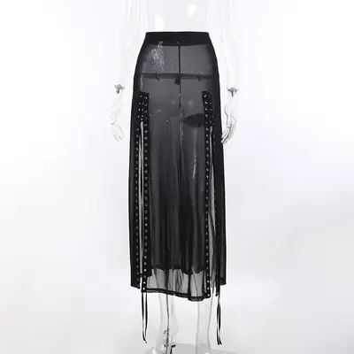 Image de Jupe Gothique à Lacets - Style Punk Élégant
