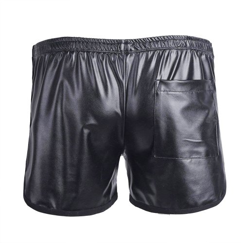 Afbeelding van Herensportbroek van imitatieleer met wetlook-effect – Korte casual boxers voor comfort en stijl