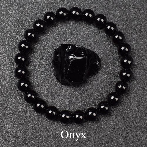 Immagine di Bracciale con perline di pietra di ossidiana dorata naturale Uomo Donna Luce dorata Arcobaleno Ossid...