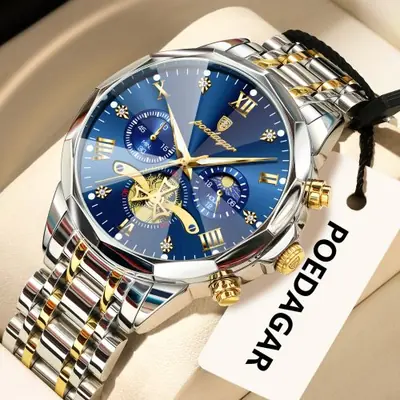 Image de Montre Homme Luxe Étanche Chronographe Acier Inoxydable