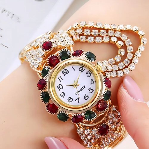 Imagen de Reloj de Pulsera de Lujo para Mujer con Diamantes de Imitación