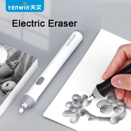 Imagen de Tenwin-borrador de goma eléctrico para bocetos, suministros de papelería escolares ajustables, dibujo artístico, regalo de papelería de aprendizaje automático