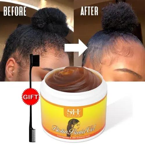 Image de Gel Tressé Anti-Chute & Contrôle des Bords - Biotine + Huile de Jojoba