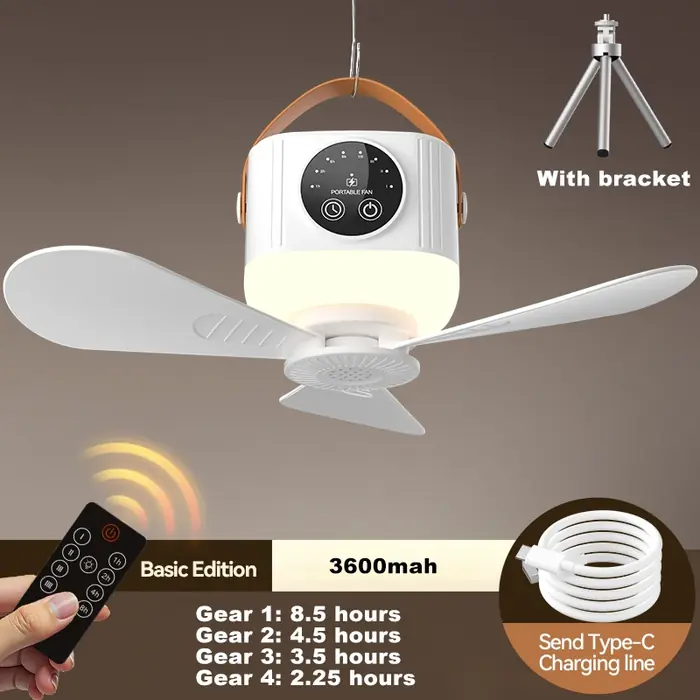 Image de Lampe LED avec Ventilateur Portable - Rechargeable & Silencieux