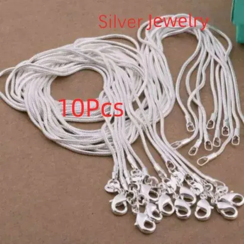 Image de Collier Chaîne Serpent en Argent Sterling 925 - Lot de 10 Pièces