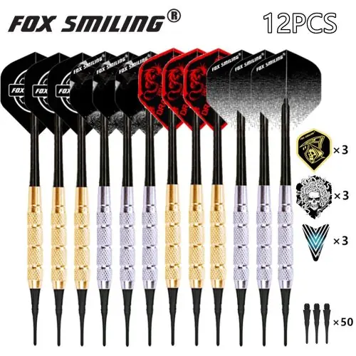 Image de Fléchettes Électroniques Fox Souriant - 12 Pièces