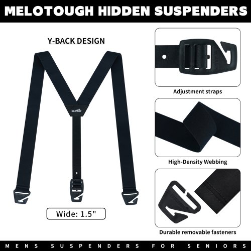 Bild von Versteckte Hosenträger für Männer unter Kleidung, 1,5" Herren-Hosenträger, nicht aus Metall, luftfreundlich, elastisch, Y-Rücken